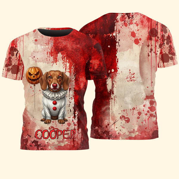 Custom Photo Scary Halloween Clown Gift For Pet Lover - Personalized Shirt