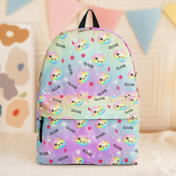 Custom Cute Dumpling Kids Backpack, Personalized Name School Bookbag