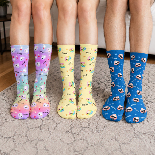 Personalized Cute Dumpling Socks - Custom Name Crew Socks for Kids & Adults