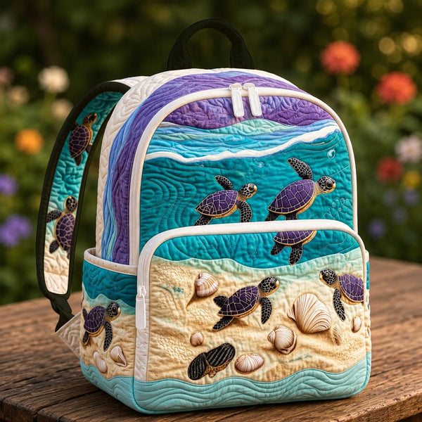 Ocean Turtle & Shell Quilted Backpack LD08
