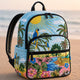 Black Cat & Lavender Quilted Backpack With Three Zippers LD17