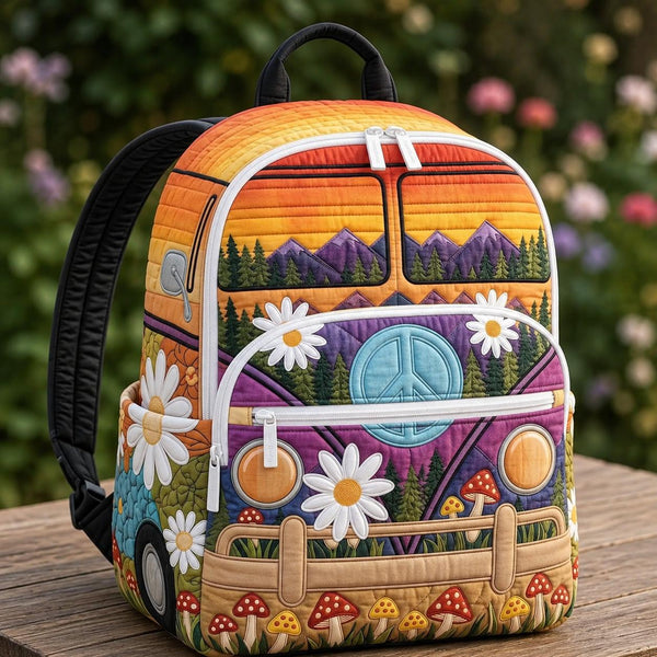 Ocean Turtle & Shell Quilted Backpack With Three Zippers LD19