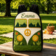 Hippie Camper Van Personalized Quilted Backpack With Black Strap LD06