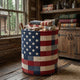 Patriotic Prairie Star Quilted Laundry Basket LD06