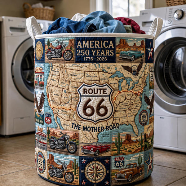 American Highway Quilted Laundry Basket LD11