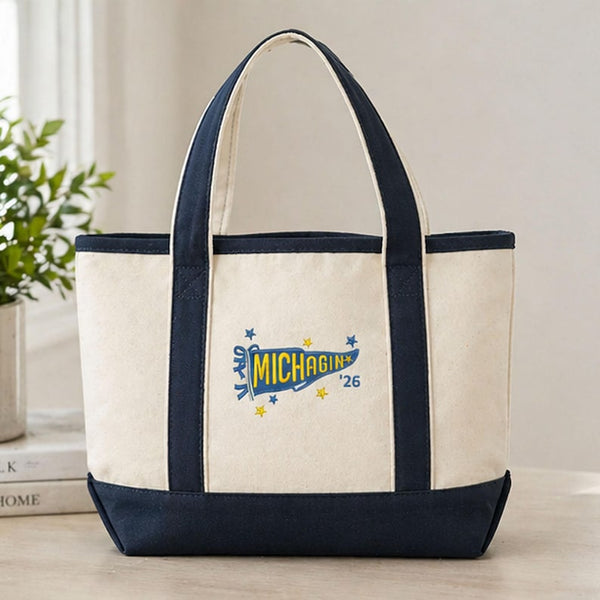 Embroidered Custom College Pennant Embroidary Tote Bag QH01