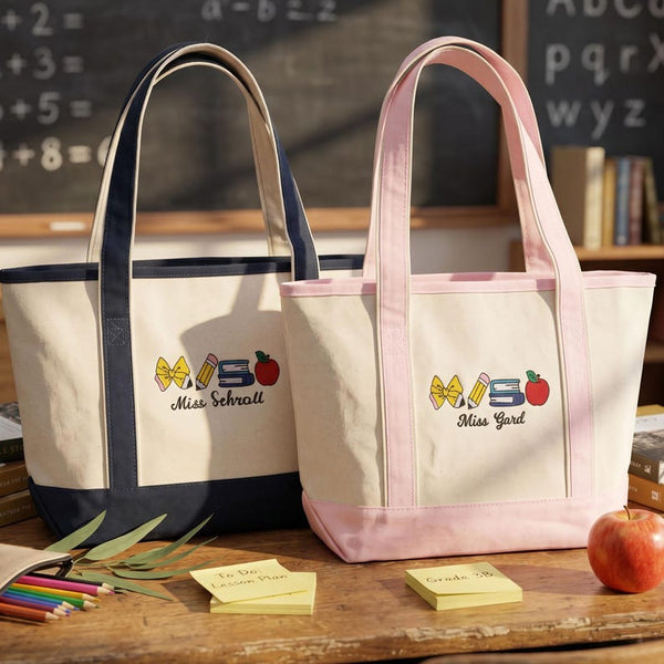 Back to School Totes Embroidary Tote Bag QH07