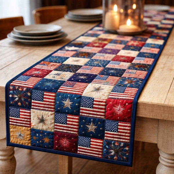 American Flag Quilted Table Runner QH06