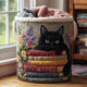 Black Cat Floral Library Quilted Laundry Basket QH08