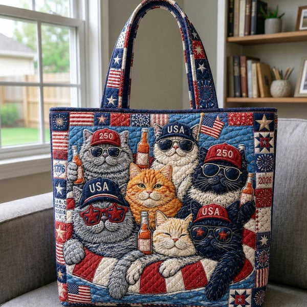 USA Aviator Cats Quilted Tote Bag QH08