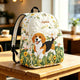 Beagle Puppy and Floral Personalized Quilted Backpack GQ45