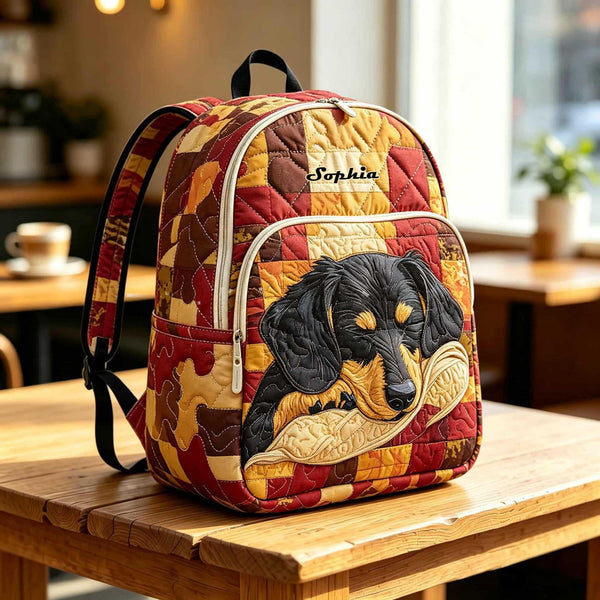 Wiener Dog Personalized Quilted Backpack TG46