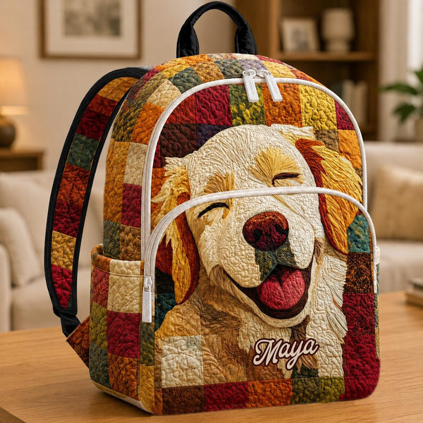 Golden Retriever Personalized Quilted Backpack TN12