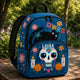 Floral Sugar Skull Blue Personalized Quilted Backpack TN62