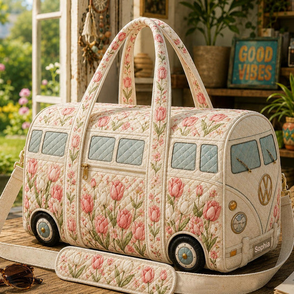 Personalized Tulip Flower Quilted Travel Bag TN18