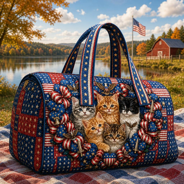 Patriotic Kittens Quilted Duffle Bag TN04