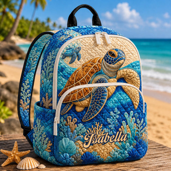Ocean Turtle Personalized Quilted Backpack TP25