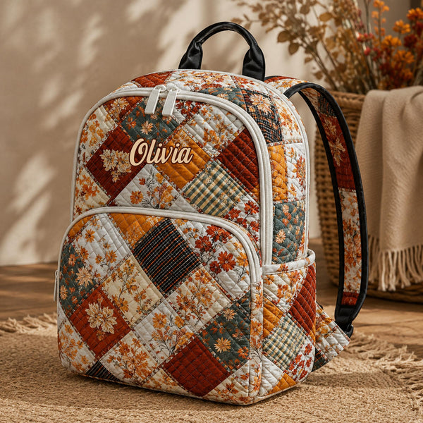 Coquette Floral Personalized Quilted Backpack TP54