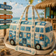 Personalized Beach Bus Quilted Travel Bag TP09