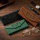 Dad, Papa, Grandpa With Kids' Names - Personalized Leather Glasses Case
