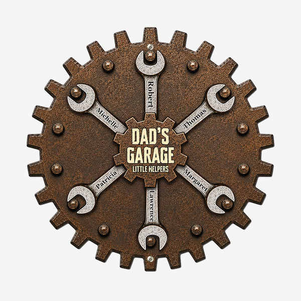 Dad’s Garage Little Helpers, Father's Day Steel Man Cave Sign For Daddy, Papa, Grandpa | Custom Garage Decor Gift