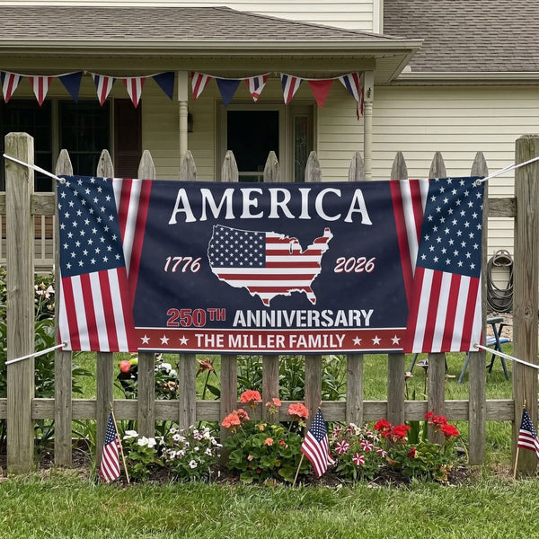 Family Name America 250Th Anniversary - Personalized Banner