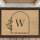 Family Name With Floral - Personalized Doormat