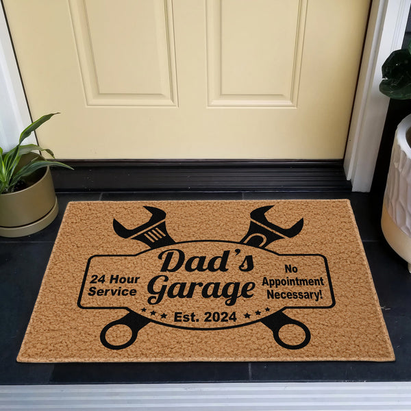 Dad's Garage Mechanic Dad Workshop - Personalized Doormat