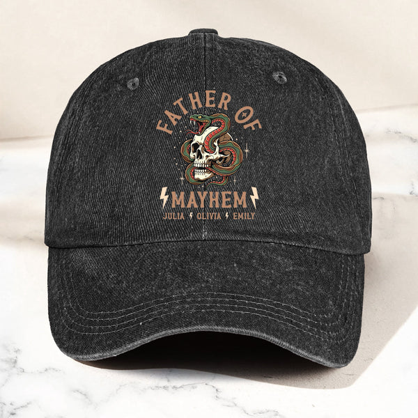 Father Of Mayhem Funny Dad - Personalized Cap