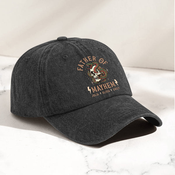 Father Of Mayhem Funny Dad - Personalized Cap