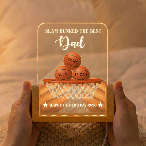 Basketball Dad Slam Dunked The Best Dad - Personalized Night Light