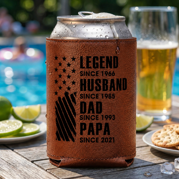 Father's Day Gifts, Legend, Husband, Dad And Grandpa - USA Version - Personalized Can Cooler | Patriotic Gift