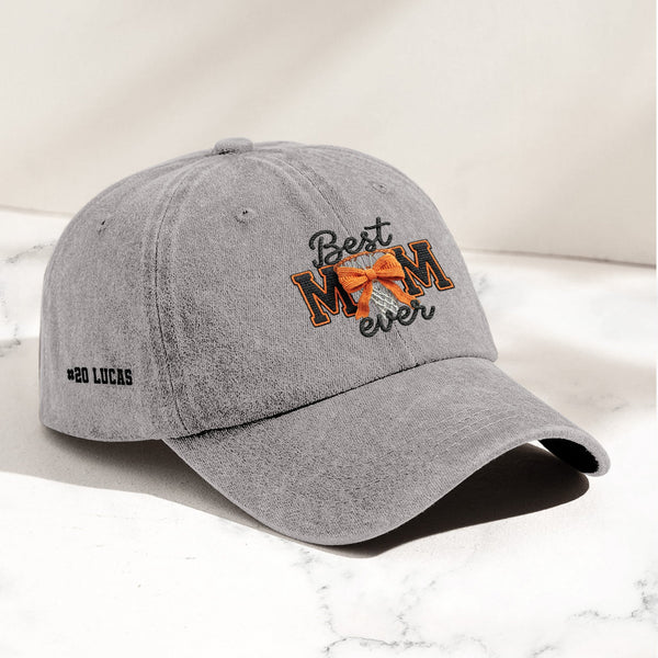 Faux Yarn Print Best Sport Mom Ever - Personalized Cap
