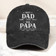 First Dad Now Grandpa With Kids' Names - Personalized Distressed Denim Cap
