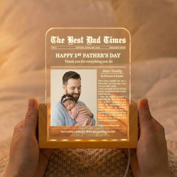 Father's Day Gifts, First Father's Day Custom Photo Gift For Dad, Husband - Personalized Night Light | Heartfelt Keepsake For New Dad