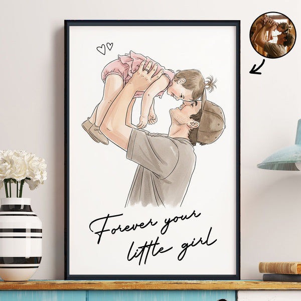 Forever Your Little Girl Watercolor - Personalized Poster