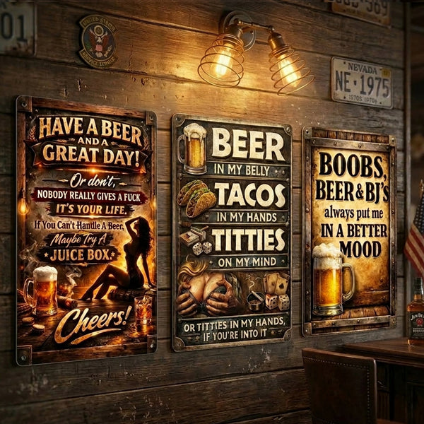 Funny Sign For Beer Bar, Men Club - Personalized Metal Sign