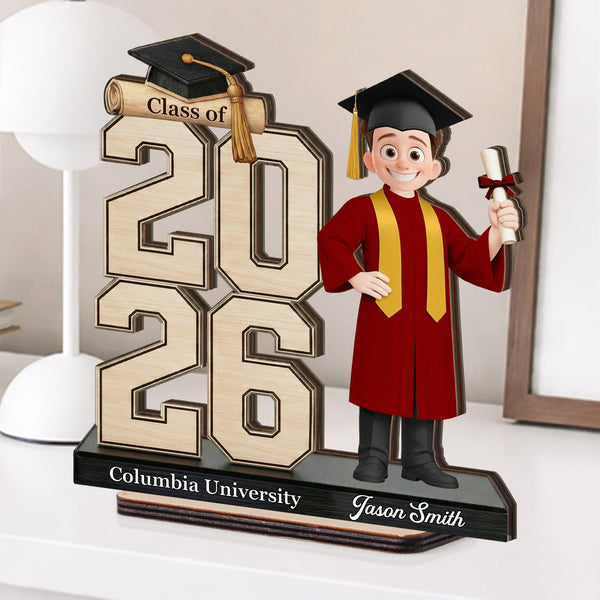 Graduation Cute Cartoon - Personalized Wooden Plaque
