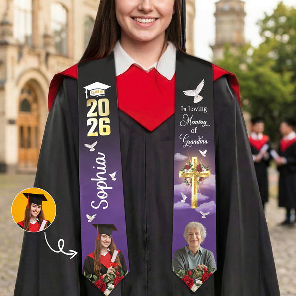 Graduation Memorial Custom Photo - Personalized Graduation Stole