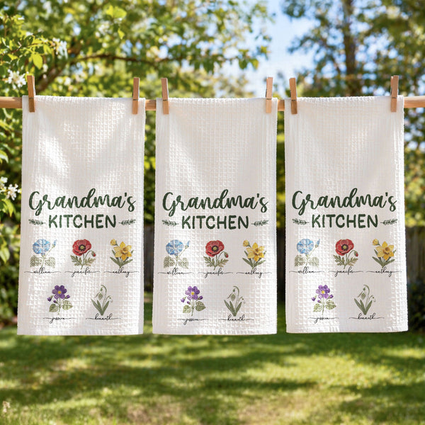 Grandma's Kitchen Patchwork Flower - Personalized Kitchen Towel