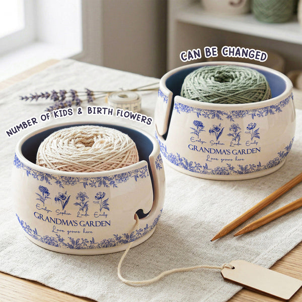 Mother's Day Gifts, Grandma's Garden Custom Birth Flower - Personalized Yarn Bowl