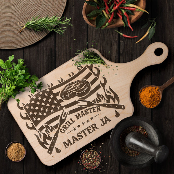 Grill Master King Of BBQ Custom Name - Personalized Cutting Board