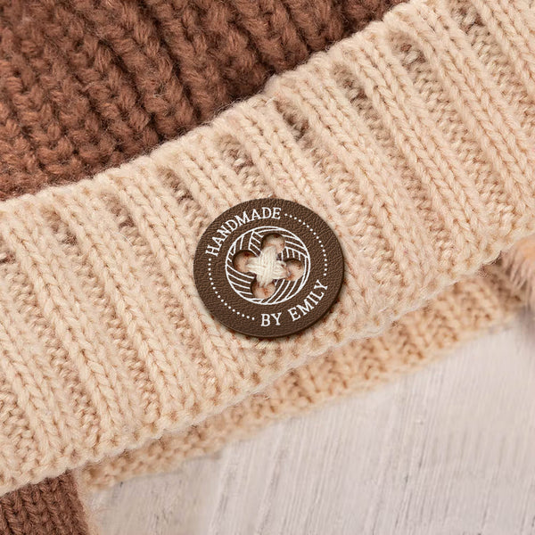 Custom Handmade With Love Leather Buttons - Personalized Tags for Knitting