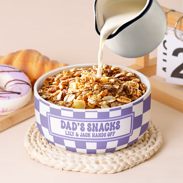 Hands Off His Snacks Dad Grandpa - Personalized Ceramic Bowl