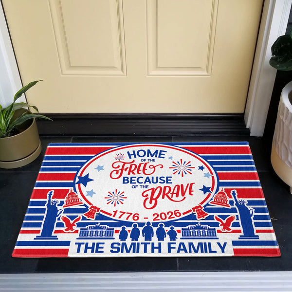 Home Of The Free - Personalized Doormat