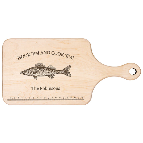 Hook 'Em And Cook 'Em - Personalized Cutting Board