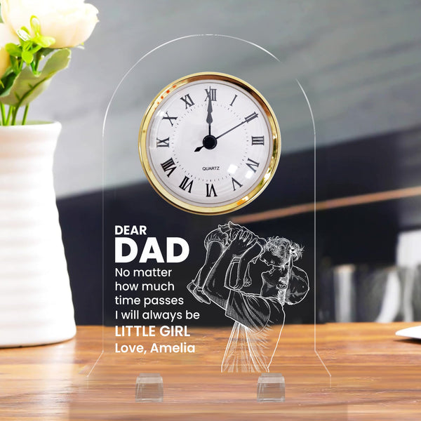 Father's Day Gifts, How Much Time Passes, I Will Always Be Your Little Girl, Boy - Personalized Desk Clock | Sentimental Gift
