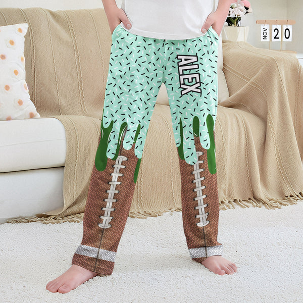 Personalized Ice Cream Drip Sports Lounge Pants, Custom Baseball Softball Soccer Pajama Pants for Kids & Adults