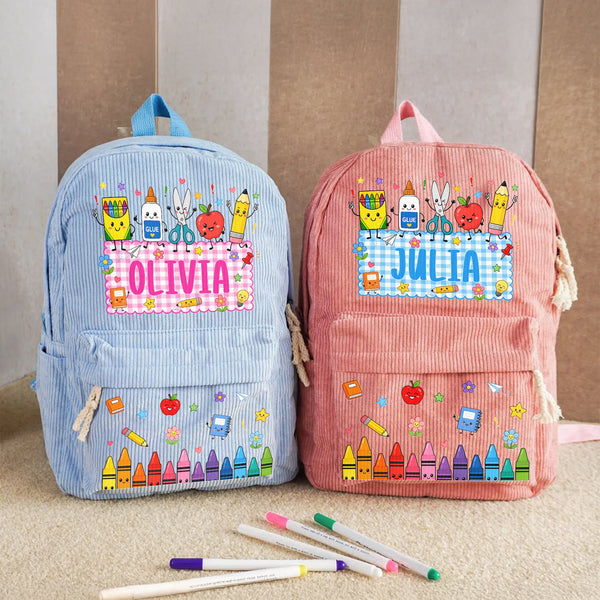 Kid Pencil Apple Notebook Crayon Design - Personalized Backpack