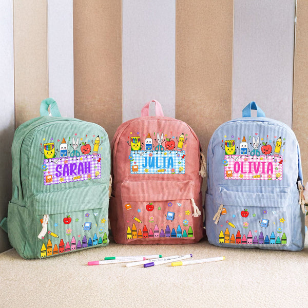 Kid Pencil Apple Notebook Crayon Design - Personalized Backpack